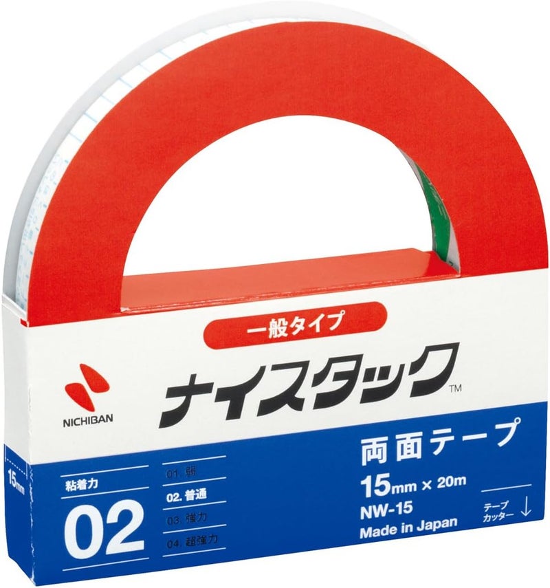 NICHIBAN Recycled Paper Double-Sided Tape NICETACK General Type 15mm x 20m NW-15 (Japan Import) - Image 1